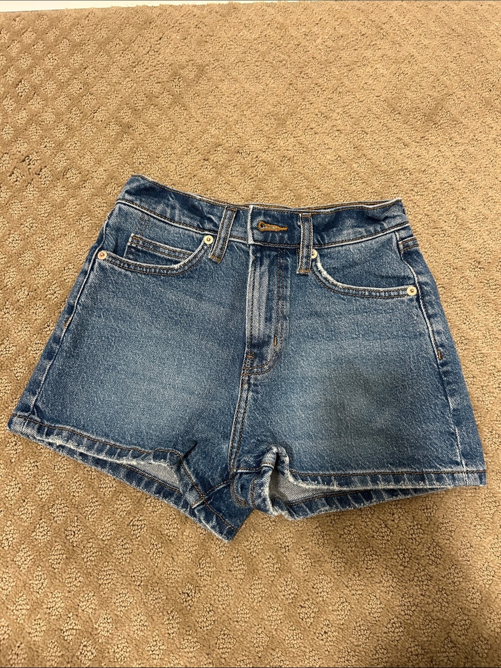 OAK + FORT Classic Blue High-Rise Denim Shorts